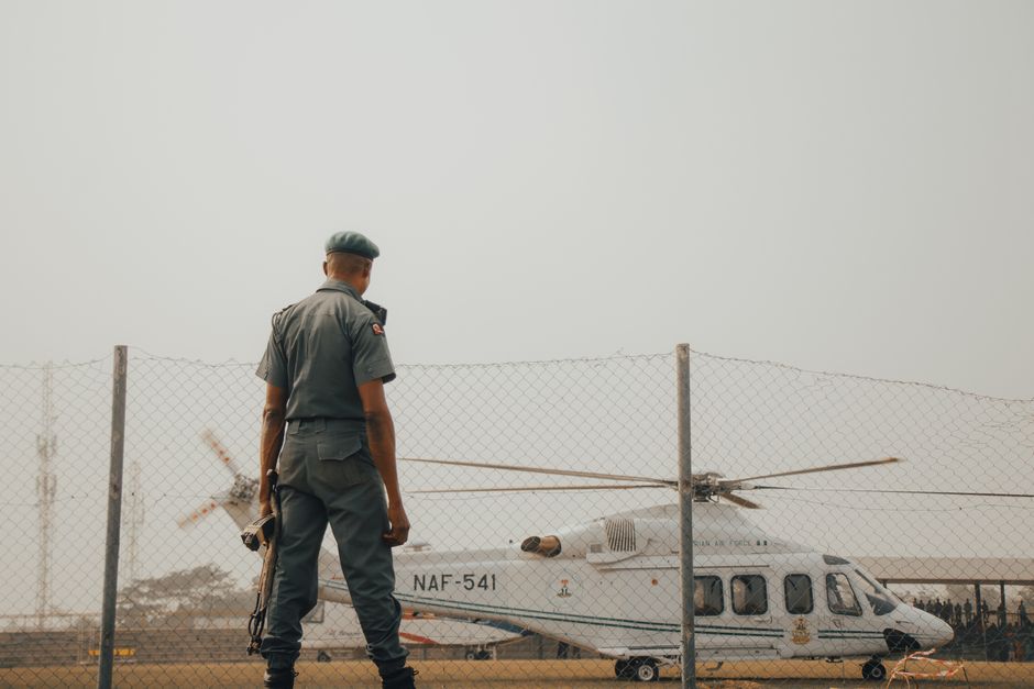 Nigerian security personnel on duty in official uniform