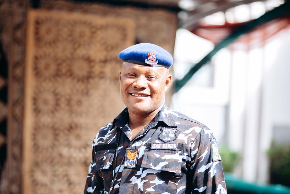 Nigerian police officers on duty in Lagos