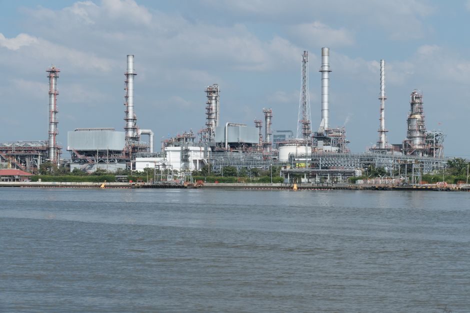 Aerial view of an industrial oil refinery in Lagos Nigeria