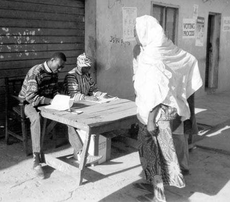 INEC election officials testing electronic voting devices ahead of upcoming polls in Nigeria