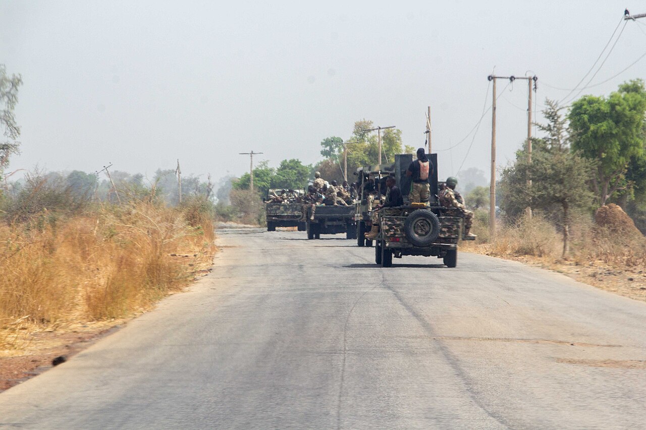 Nigerian military troops on operational patrol in the field