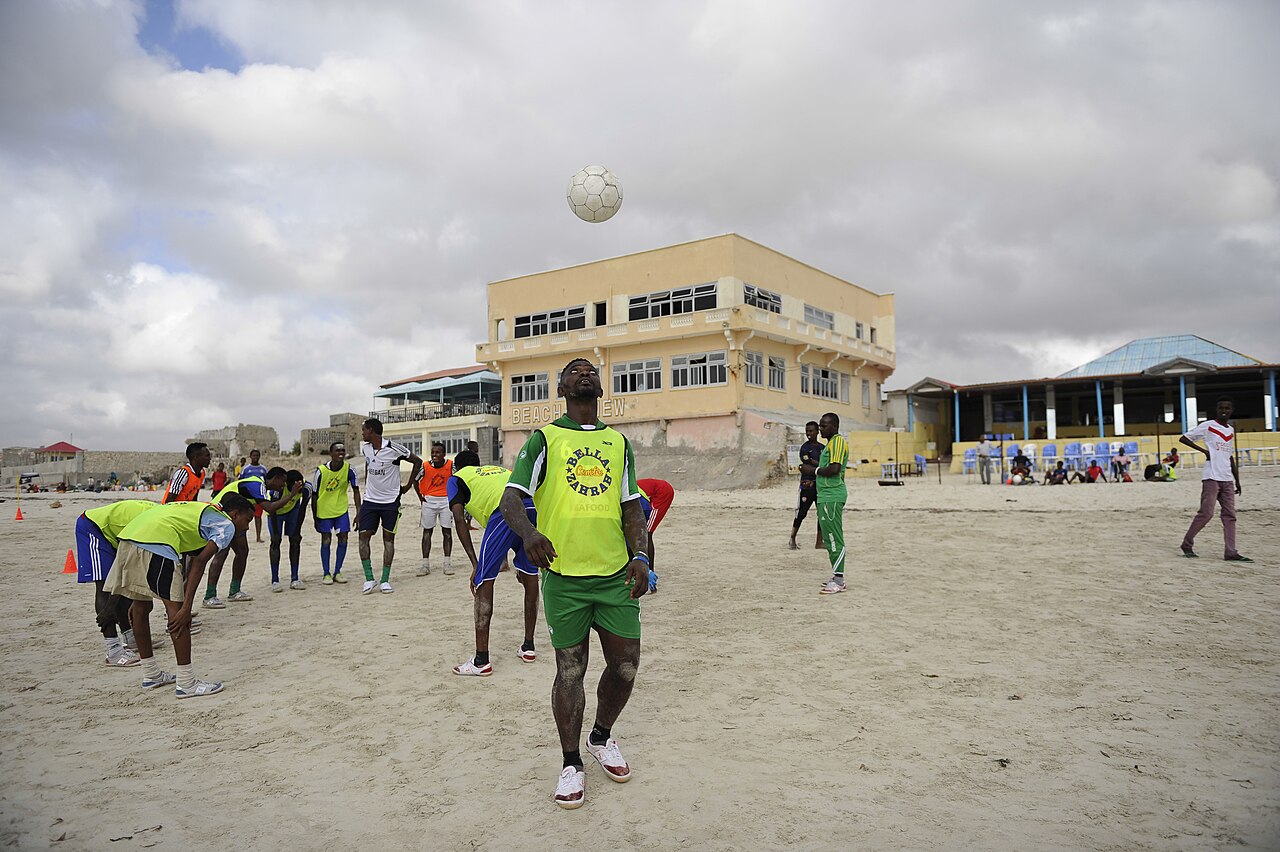 Nigerian beach soccer team Sand Eagles in training session
